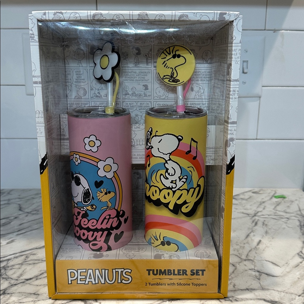 🩷💛Peanuts Snoopy Rainbow Tumbler Duo with Silicone Lids💛🩷 - Picture 3 of 7